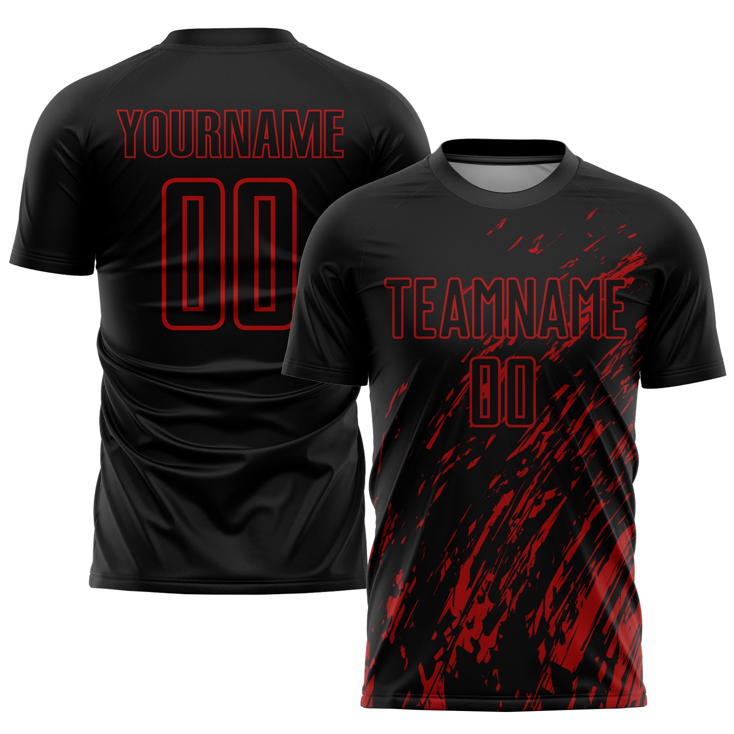 Custom Black Red Soccer Jersey - Personalized Sublimation Uniform 3 Personalized Black Red Sublimation Soccer Uniform Jersey