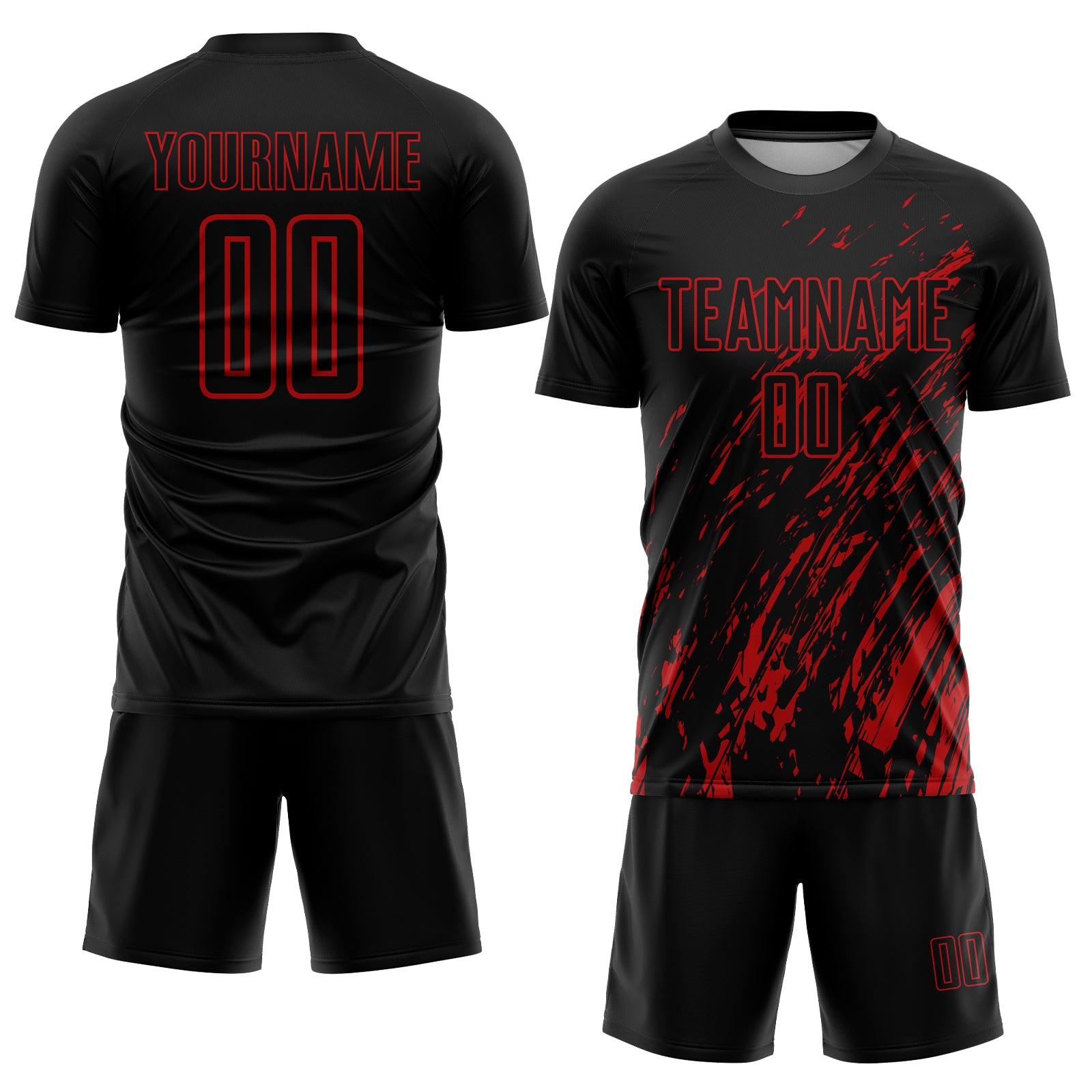 Custom Black Red Soccer Jersey - Personalized Sublimation Uniform 3 Personalized Black Red Sublimation Soccer Uniform Jersey - Image 2