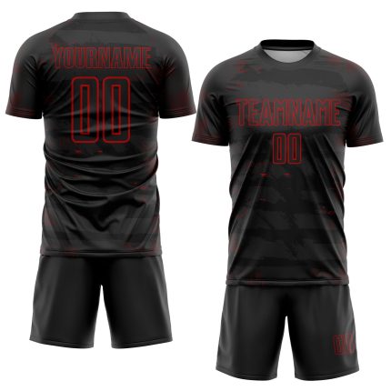 Custom Black Red Soccer Jersey Sublimation Uniform for Teams - Size 31 Personalized Black Red Sublimation Soccer Uniform