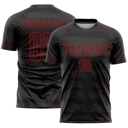 Custom Black Red Soccer Jersey Sublimation Uniform for Teams - Size 31 Personalized Black Red Sublimation Soccer Uniform