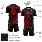 Personalized Sublimation Soccer Jersey in Black and Red for Teamwear - Custom Uniform 4 Personalized Black Red Sublimation
