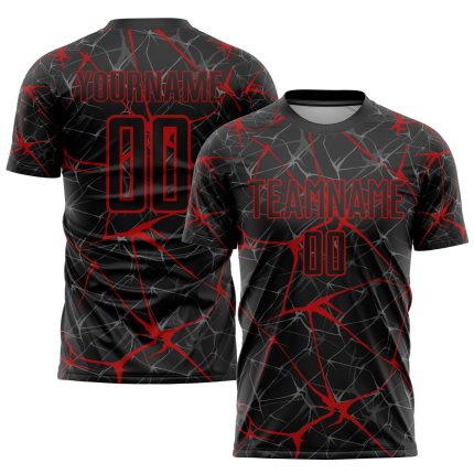 Custom Black Red Soccer Jersey - Personalized Sublimation Uniform for Team 5 Personalized Black Red Sublimation Soccer Uniform