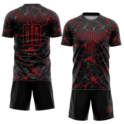 Custom Black Red Soccer Jersey - Personalized Sublimation Uniform for Team 5 Personalized Black Red Sublimation Soccer Uniform