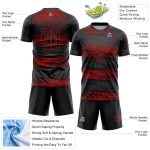 Personalized Sublimation Soccer Jersey, Black Red Color, Size 6 Personalized Black Red Sublimation Soccer Uniform Jersey