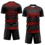 Personalized Sublimation Soccer Jersey, Black Red Color, Size 6 Personalized Black Red Sublimation Soccer Uniform Jersey