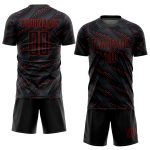 Personalized Soccer Jersey Black Red Sublimation Uniform for Kids and Adults Personalized Black Red Sublimation Soccer Uniform