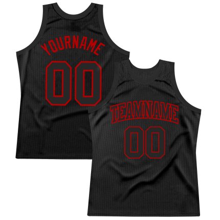 Personalized Black Red Basketball Jersey - Custom Throwback Sports Apparel Personalized Black Red Throwback Basketball Jersey