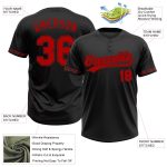 Custom Name and Number Softball Jersey Unisex Two-Button Black Red Personalized Team Apparel Personalized Black Red Two-Button