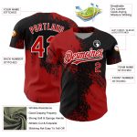 Custom 3D Abstract Brush Stroke Baseball Jersey in Black Red White - Personalized Design Personalized Black Red-White 3D