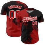 Custom 3D Abstract Brush Stroke Baseball Jersey in Black Red White - Personalized Design Personalized Black Red-White 3D