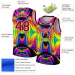 Personalized 3D Abstract Iridescent Black Red White Psychedelic Basketball Jersey Fluid Art Personalized Black Red-White