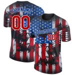 Custom 3D American Flag T-Shirt - Black Red-White Fashion Performance Tee Personalized Black Red-White 3D American Flag Fashion