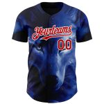 Customizable 3D Wolf Baseball Jersey - Black Red White Design, Unique Personalized Apparel Personalized Black Red-White 3D