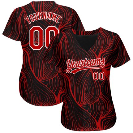 Personalized 3D Baseball Jersey - Black Red White Custom Design for Men Personalized Black Red-White 3D Baseball Jersey 3