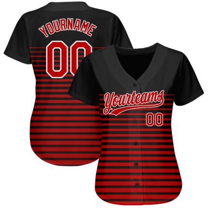 Personalized 3D Baseball Jersey Black Red White for Men - Custom Sportswear Personalized Black Red-White 3D Baseball Jersey