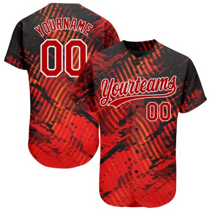 Custom Personalized 3D Baseball Jersey in Black Red-White for Men and Women Personalized Black Red-White 3D Baseball Jersey