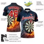 Personalized 3D Flame Golf Polo Shirt - Black Red-White Performance Apparel Personalized Black Red-White 3D Flame Dart Board