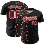 Personalized Gothic Skull Baseball Jersey in Black Red-White 3D Style Personalized Black Red-White 3D Gothic Style Skull