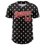 Personalized 3D Gothic Skull Baseball Jersey in Black Red-White, Custom Name Available Personalized Black Red-White 3D Gothic