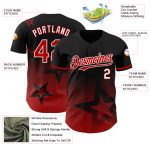 Personalized 3D Gradient Twinkle Star Baseball Jersey in Black Red White Personalized Black Red-White 3D Gradient Style Twinkle
