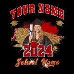 Custom Graduating T-Shirt, 3D Design in Black Red-White, Perfect for Graduation Performance Personalized Black Red-White