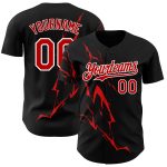 Custom 3D Lightning Baseball Jersey in Black Red-White - Personalize Your Style Personalized Black Red-White 3D Lightning