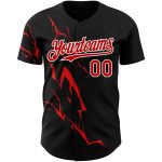 Custom 3D Lightning Baseball Jersey in Black Red-White - Personalize Your Style Personalized Black Red-White 3D Lightning