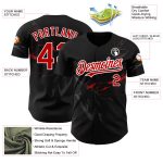 Custom 3D Lightning Baseball Jersey in Black Red-White, Personalized Sports Apparel for Fans Personalized Black Red-White