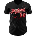 Custom 3D Lightning Baseball Jersey in Black Red-White, Personalized Sports Apparel for Fans Personalized Black Red-White