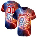 Personalized 3D Lightning Flame Baseball Jersey - Black Red White Dart Board Design Personalized Black Red-White 3D Lightning