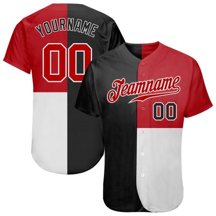 Personalized 3D Multicolor Baseball Jersey in Black Red-White - Custom Sports Apparel Personalized Black Red-White 3D Multicolor