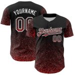 Customizable 3D Glittering Dot Baseball Jersey with Personalized Name and Number - Black Red White Design Personalized Black
