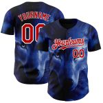 Custom Name Number Wolf Baseball Jersey 3D Pattern Black Red White Personalized Team Apparel Personalized Black Red-White