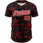 Personalized 3D Pattern Black Red-White Baseball Jersey with Custom Name & Number - Authentic Team Design Personalized Black