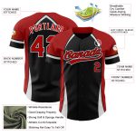 Custom Name Number Baseball Jersey Authentic 3D Black Red White Pattern Design Curve Personalized Black Red-White 3D Pattern