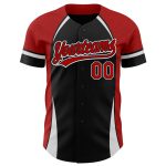 Custom Name Number Baseball Jersey Authentic 3D Black Red White Pattern Design Curve Personalized Black Red-White 3D Pattern