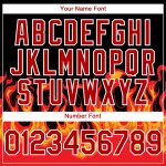 Customizable 3D Flame Pattern Baseball Jersey with Personalized Name & Number - Black Red-White Design Personalized Black