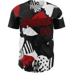 Personalized Custom Name Number Baseball Jersey, Black Red White 3D Floral Design, Authentic Team Apparel Personalized Black