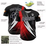 Custom Name & Number Baseball Jersey - Personalized 3D Black Red-White Geometric Design, Team Apparel Personalized Black