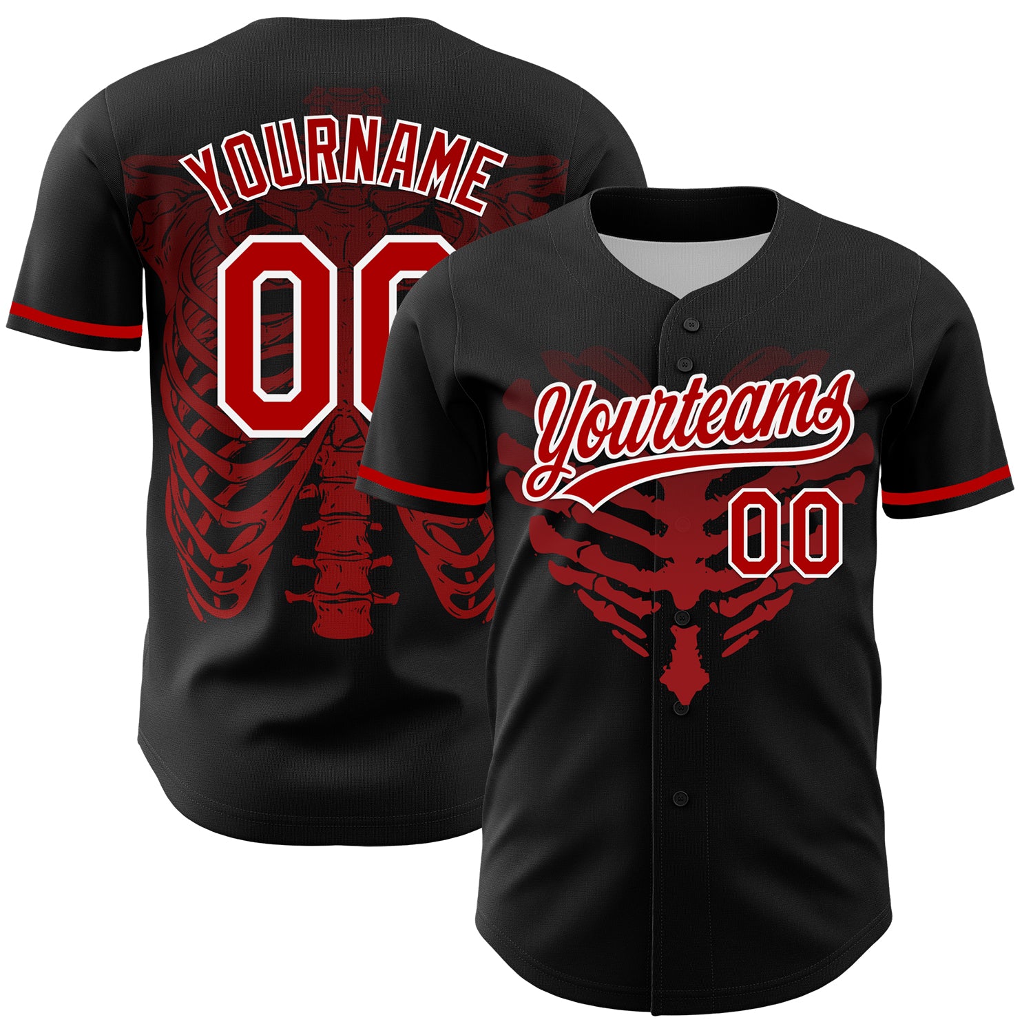 Custom Name Number Gothic Devil Heart 3D Pattern Baseball Jersey Black Red White Personalized Black Red-White 3D Pattern