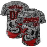 Personalized 3D Pattern Knight Hero Baseball Jersey - Black Red-White Art Design Personalized Black Red-White 3D Pattern