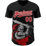Custom Knight Hero Art 3D Pattern Baseball Jersey - Personalized Black Red-White Design with Name and Number Personalized