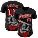 Custom Knight Hero Art 3D Pattern Baseball Jersey - Personalized Black Red-White Design with Name and Number Personalized