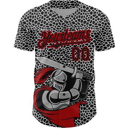 Personalized 3D Pattern Knight Hero Baseball Jersey - Black Red-White Art Design Personalized Black Red-White 3D Pattern