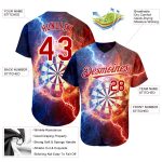 Custom Name and Number Baseball Jersey with Lightning Flame Dart Board 3D Pattern Black Red-White Design Personalized Black