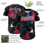 Custom Name and Number Authentic Sailing Boats Baseball Jersey - Personalized 3D Black Red-White Pattern Design Personalized