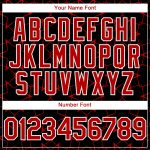 Customizable 3D Pattern Baseball Jersey with Star Lines - Personalized Name and Number in Black Red-White Design Personalized
