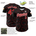 Customizable 3D Pattern Baseball Jersey with Star Lines - Personalized Name and Number in Black Red-White Design Personalized