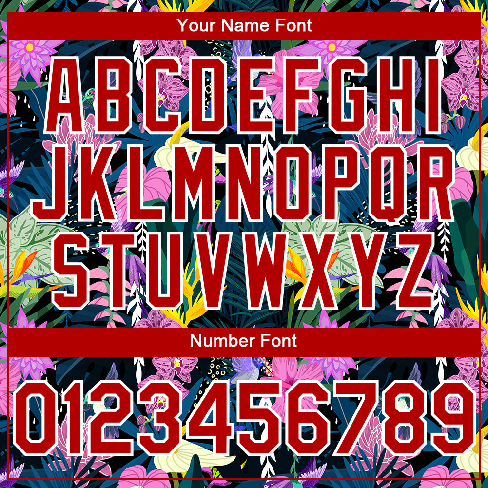 Personalized Black Red-White 3D Pattern Design Tropical Anthurium Flower Authentic Baseball Jersey Personalized Tropical Anthurium Flower Baseball Jersey - Black Red-White 3D Pattern Design Personalized Black Red-White 3D - Image 5