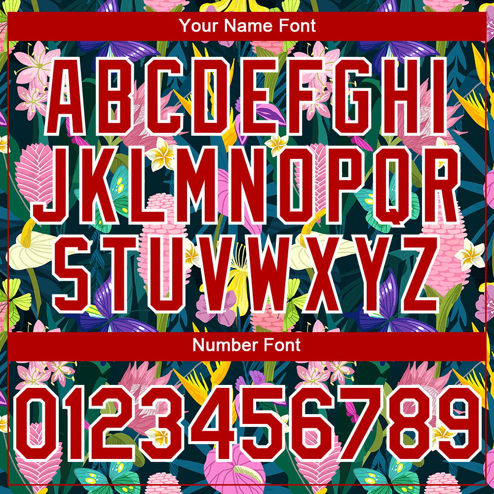 Personalized Black Red-White 3D Pattern Design Tropical Anthurium Flower Authentic Baseball Jersey Team Custom Name and Number Custom Name Number Baseball Jersey Tropical Anthurium Flower 3D Pattern Design Red White Black Personalized Team Apparel - Image 5